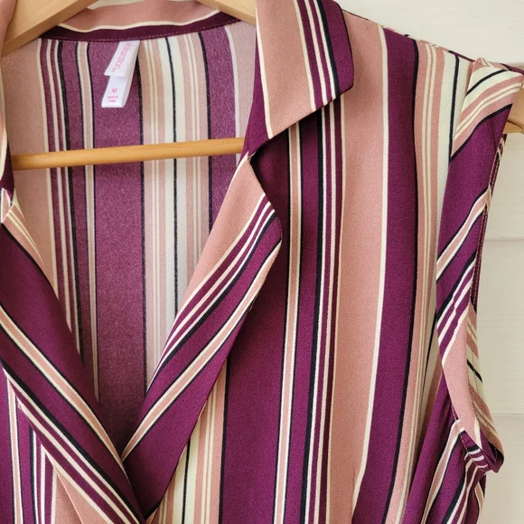 Casual Wraparound Striped Sleeveless Dress Size: M - Picture 4 of 14